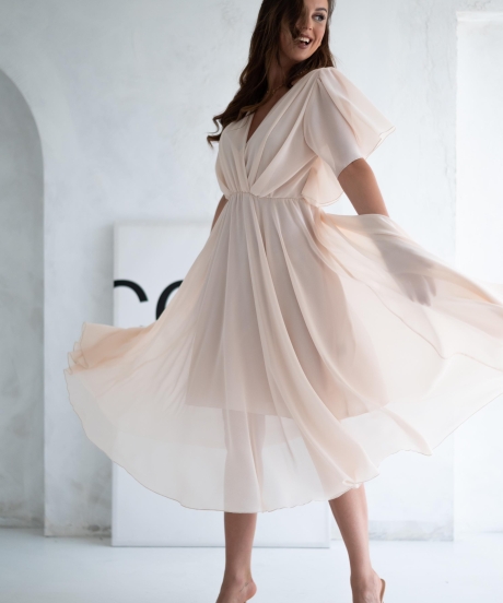 Alternative view of Koktajlowa sukienka FRANCESCA jasny beż